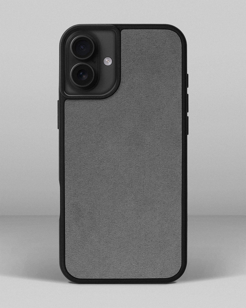 Case with light gray alcantara insert for iPhone 16 Plus