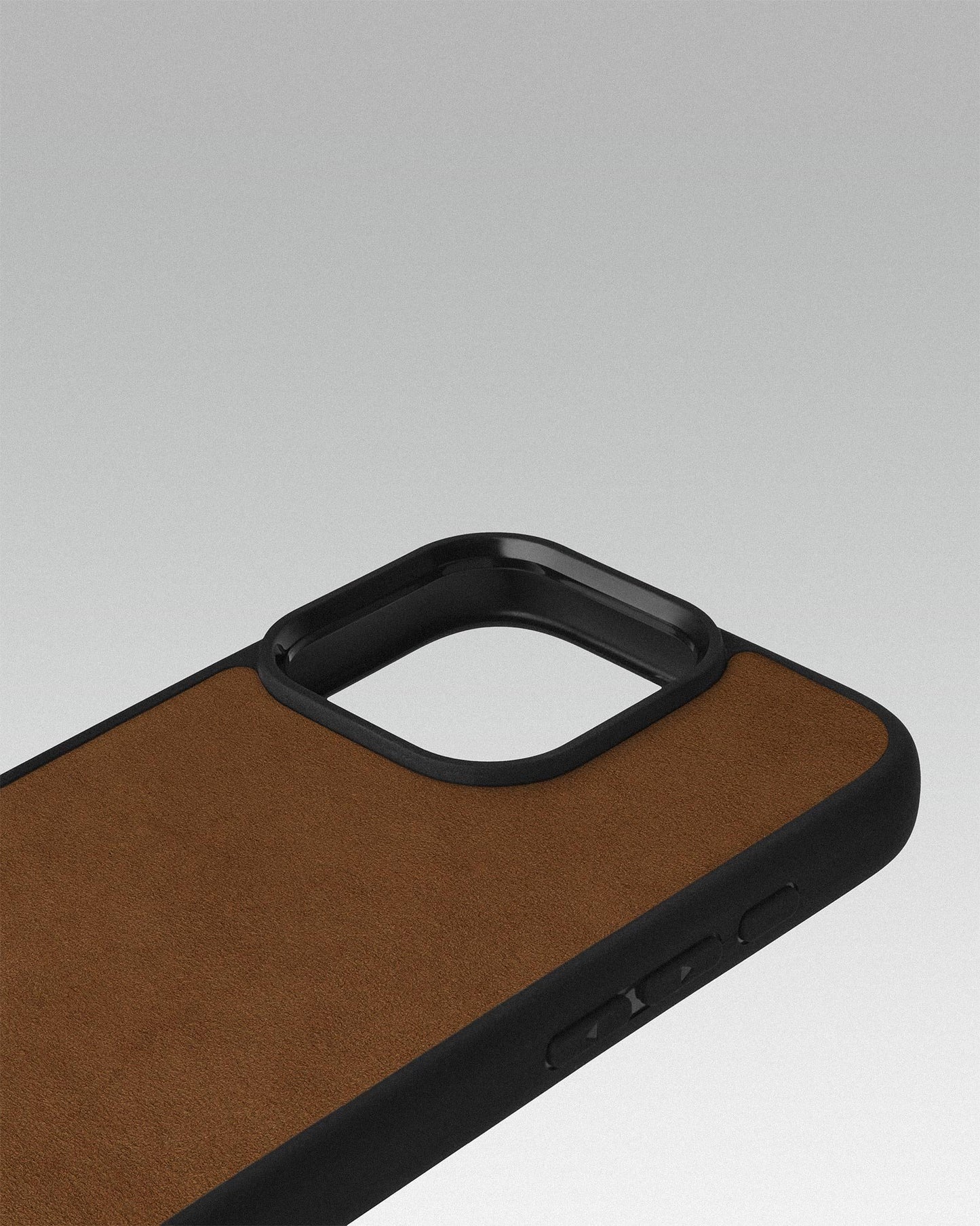 Case with a red alcantara insert for iPhone 16 Pro Max