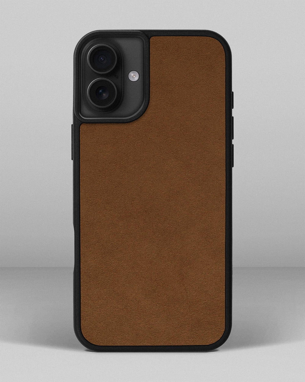 Case with a red alcantara insert for iPhone 15 Plus