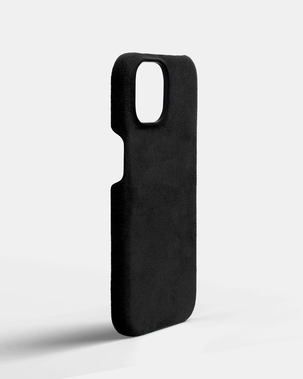 Чорний обтягнутий чохол з алькантари для iPhone 15