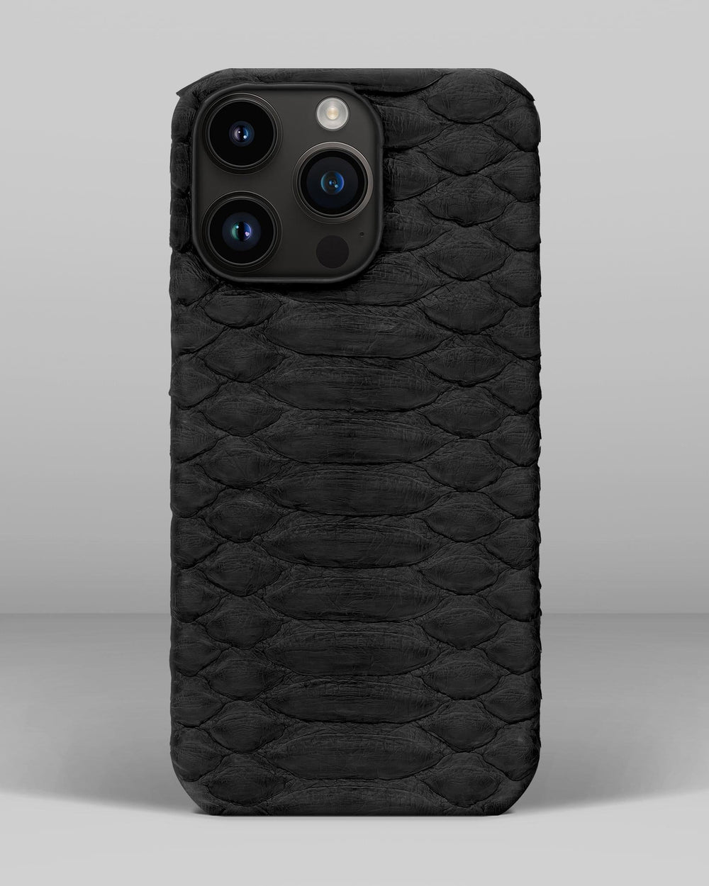 Кожаный чехол из черного питона для iPhone 14 Pro Max