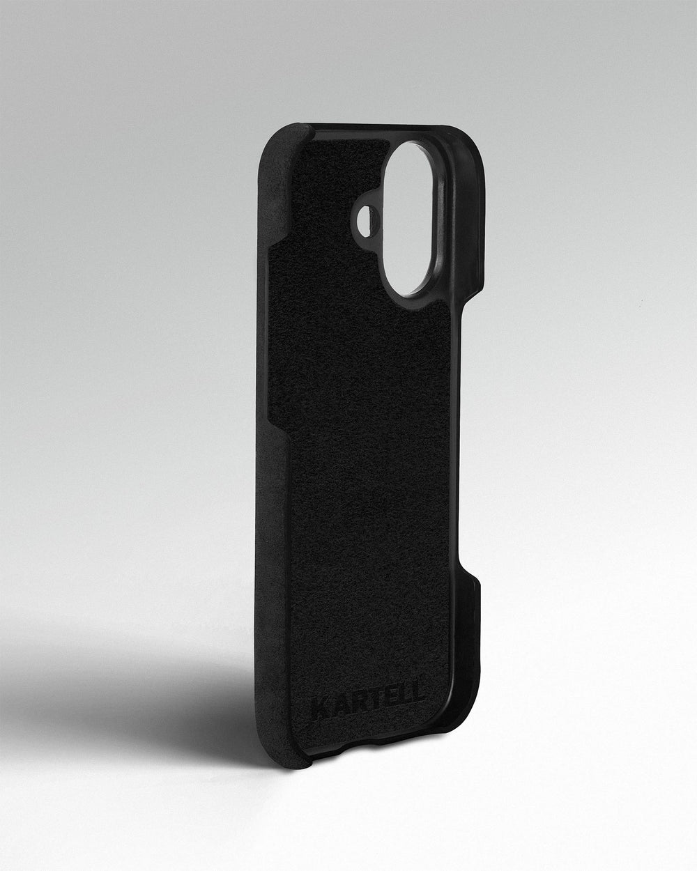 Black Alcantara case for iPhone 17