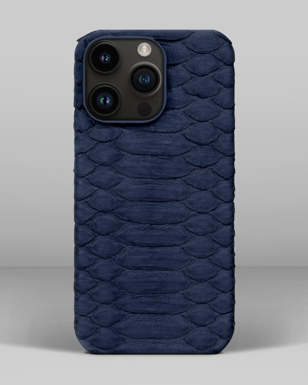 Leather case in dark blue python for iPhone 14 Pro Max