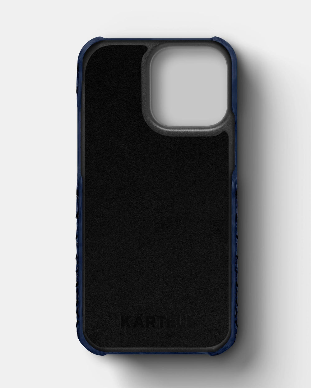 Leather case made of dark blue python for iPhone 16 Pro Max