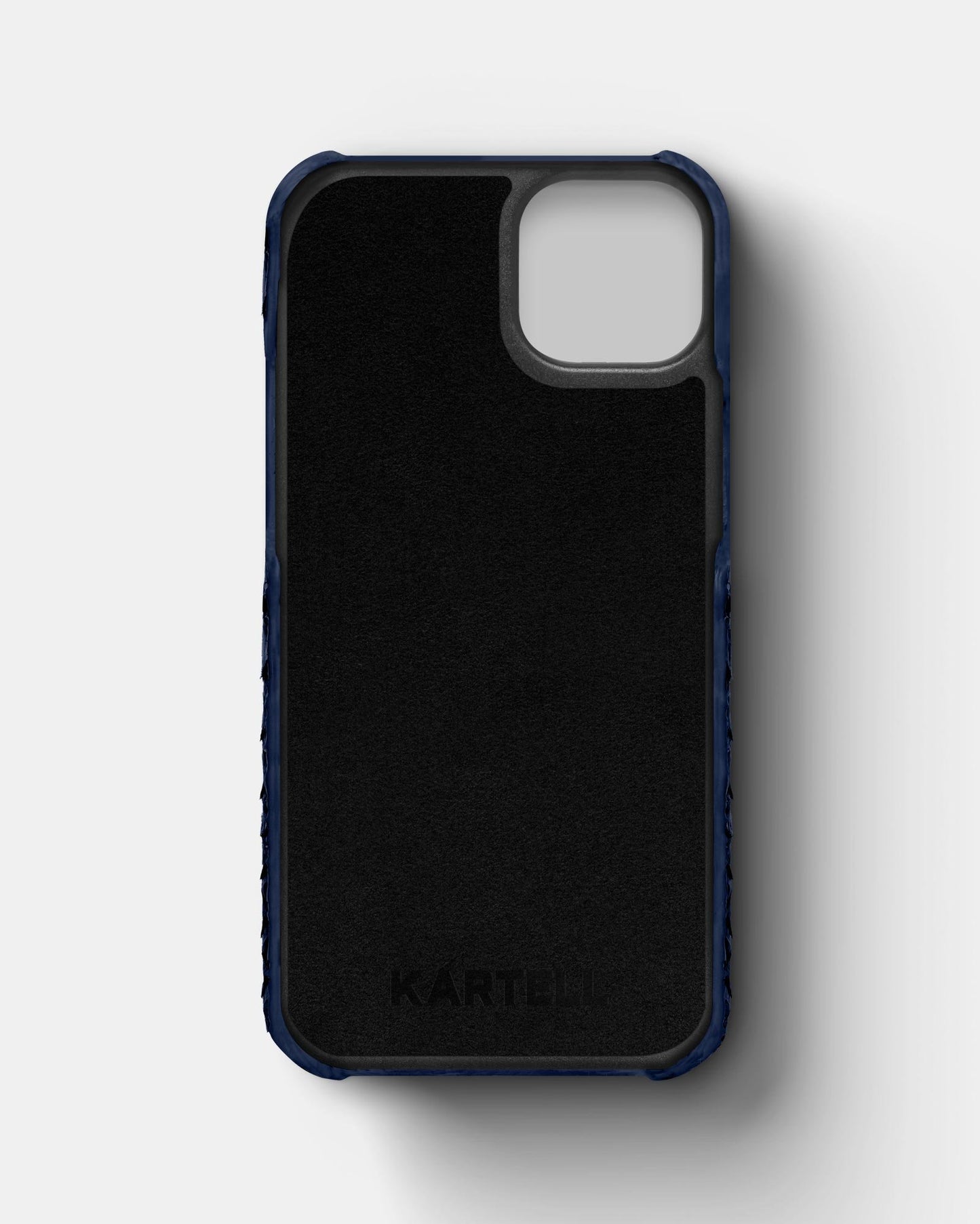 Leather case in dark blue python for iPhone 14