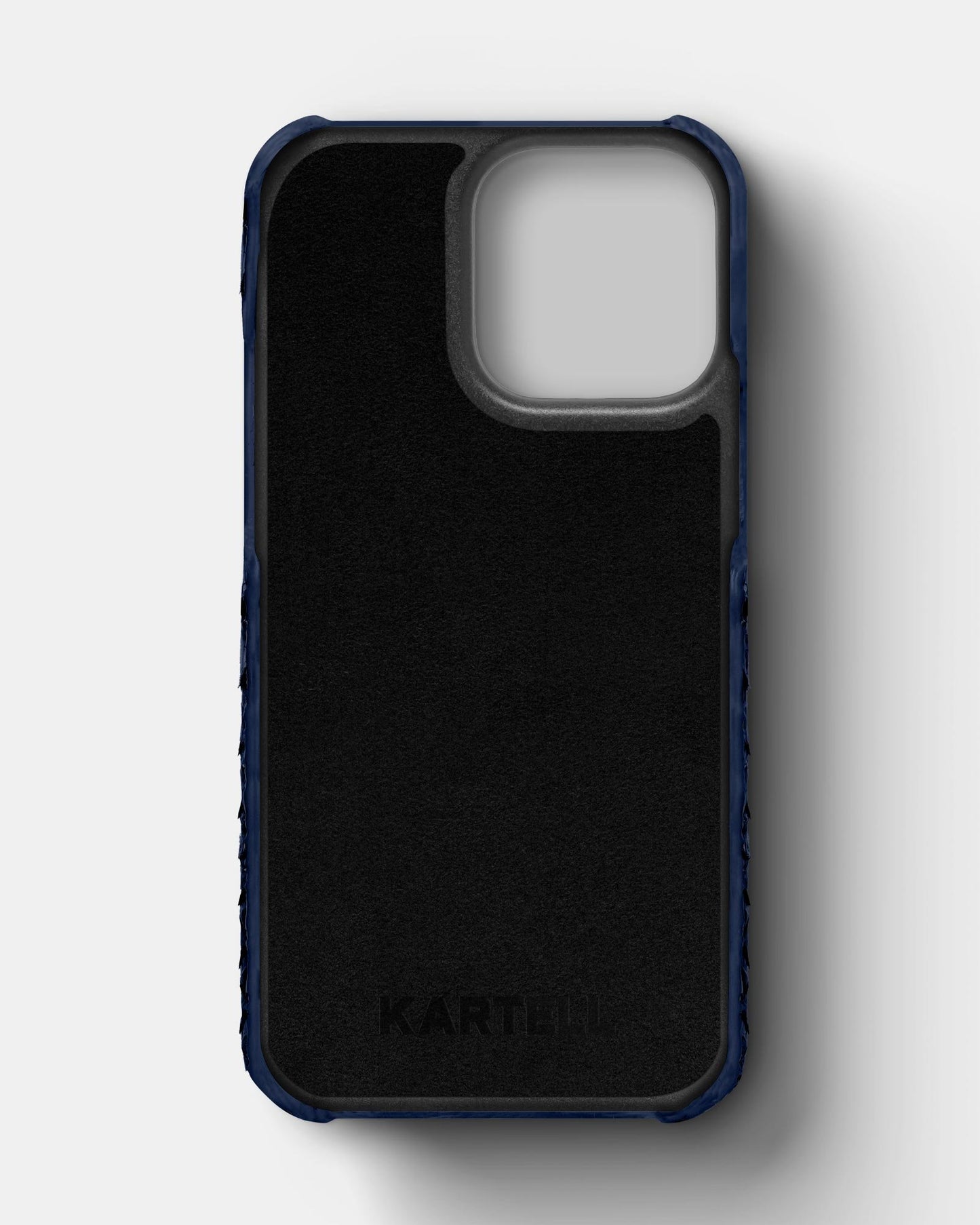 Leather case in dark blue python for iPhone 14 Pro Max