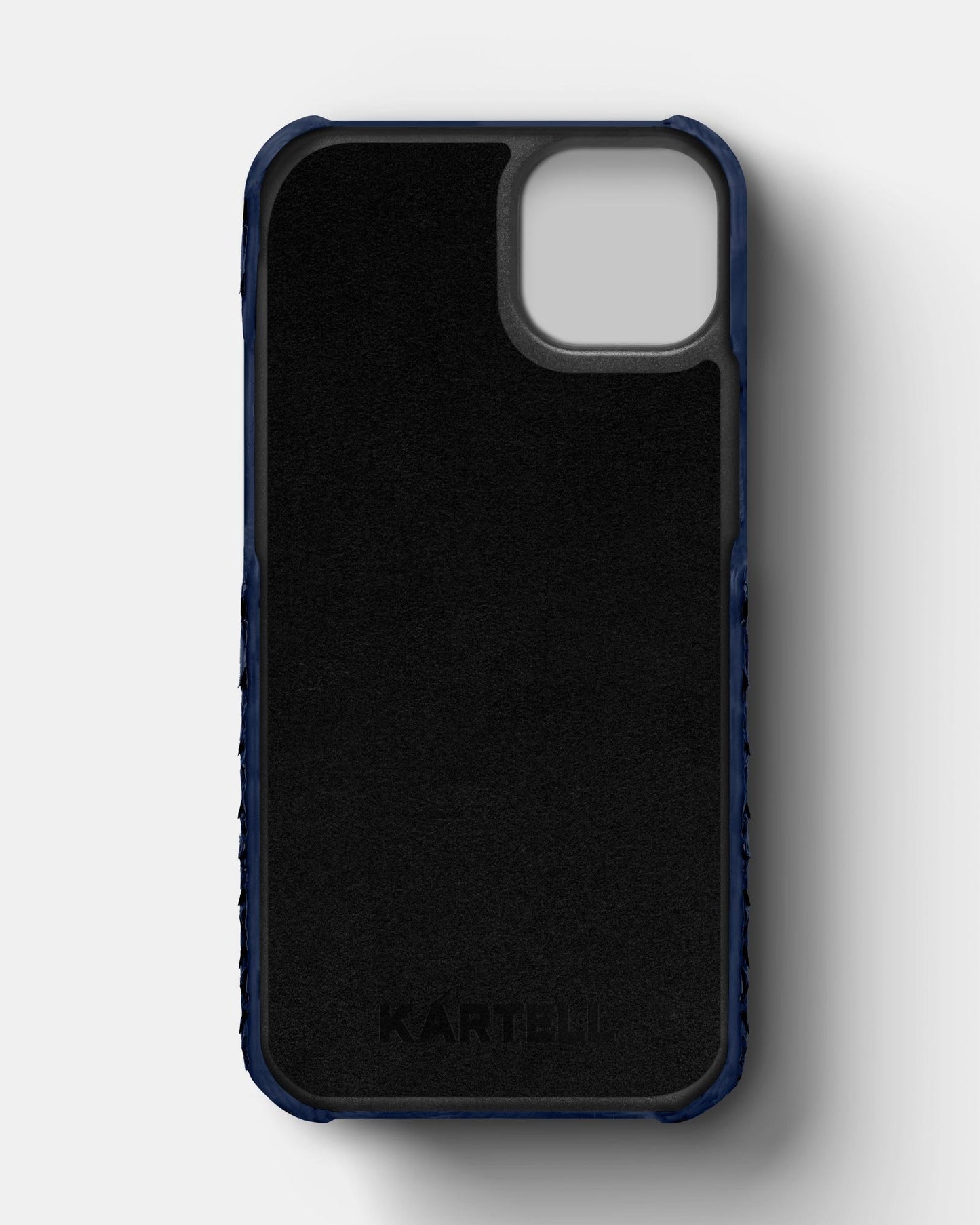 Leather case with dark blue python for iPhone 11