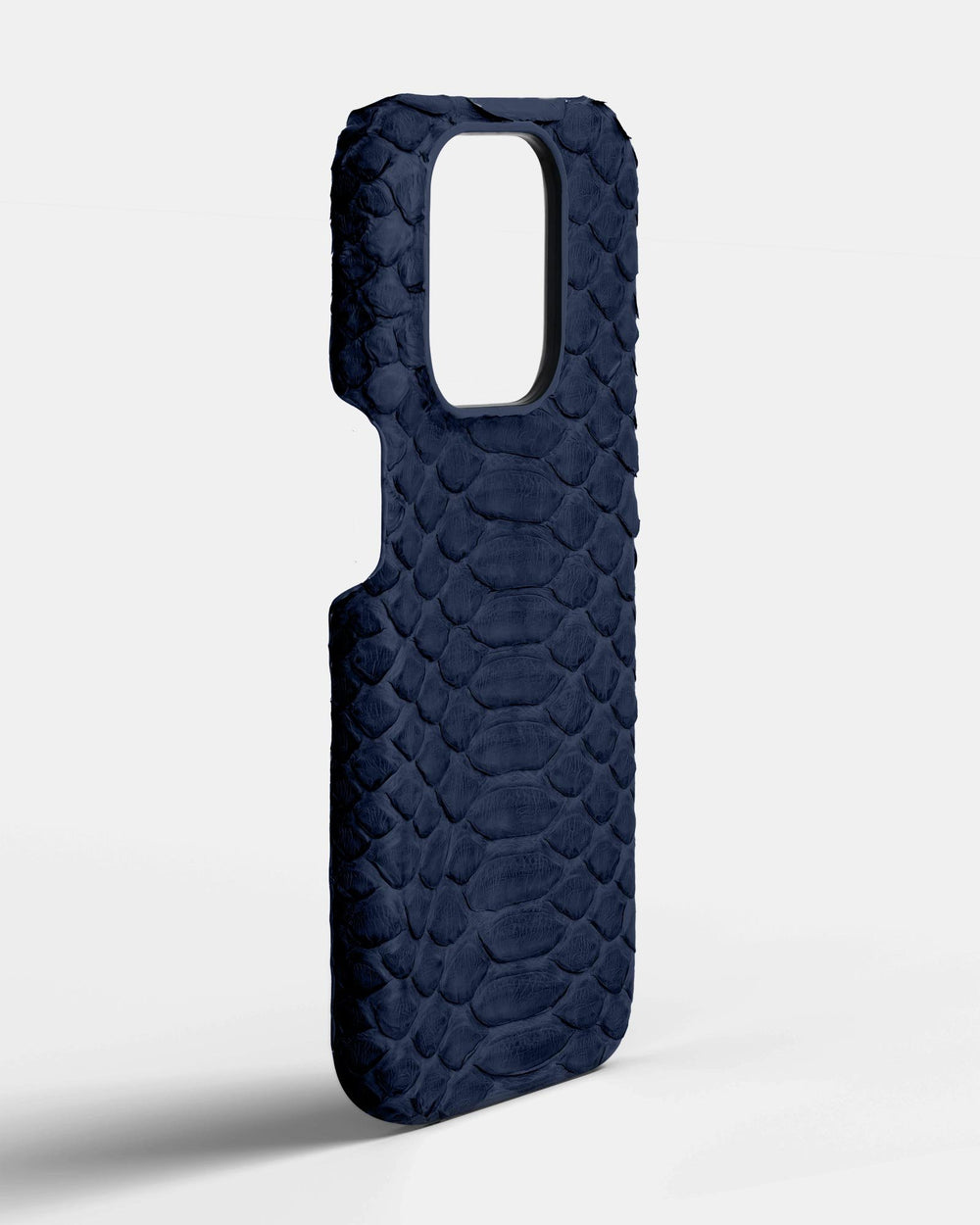 Leather case made of dark blue python for iPhone 16 Pro Max