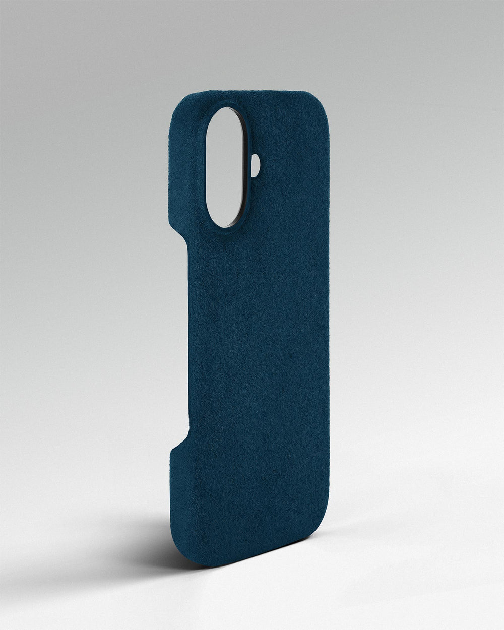 Blue Alcantara case for iPhone 17