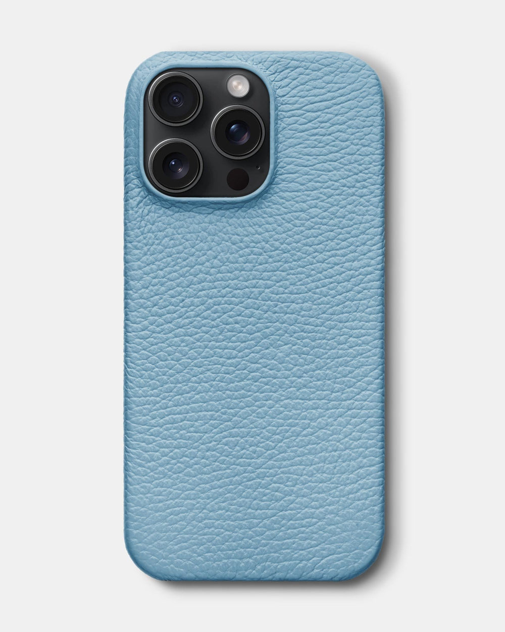 Блакитний шкіряний обтягнутий чохол для iPhone 15 Pro Max