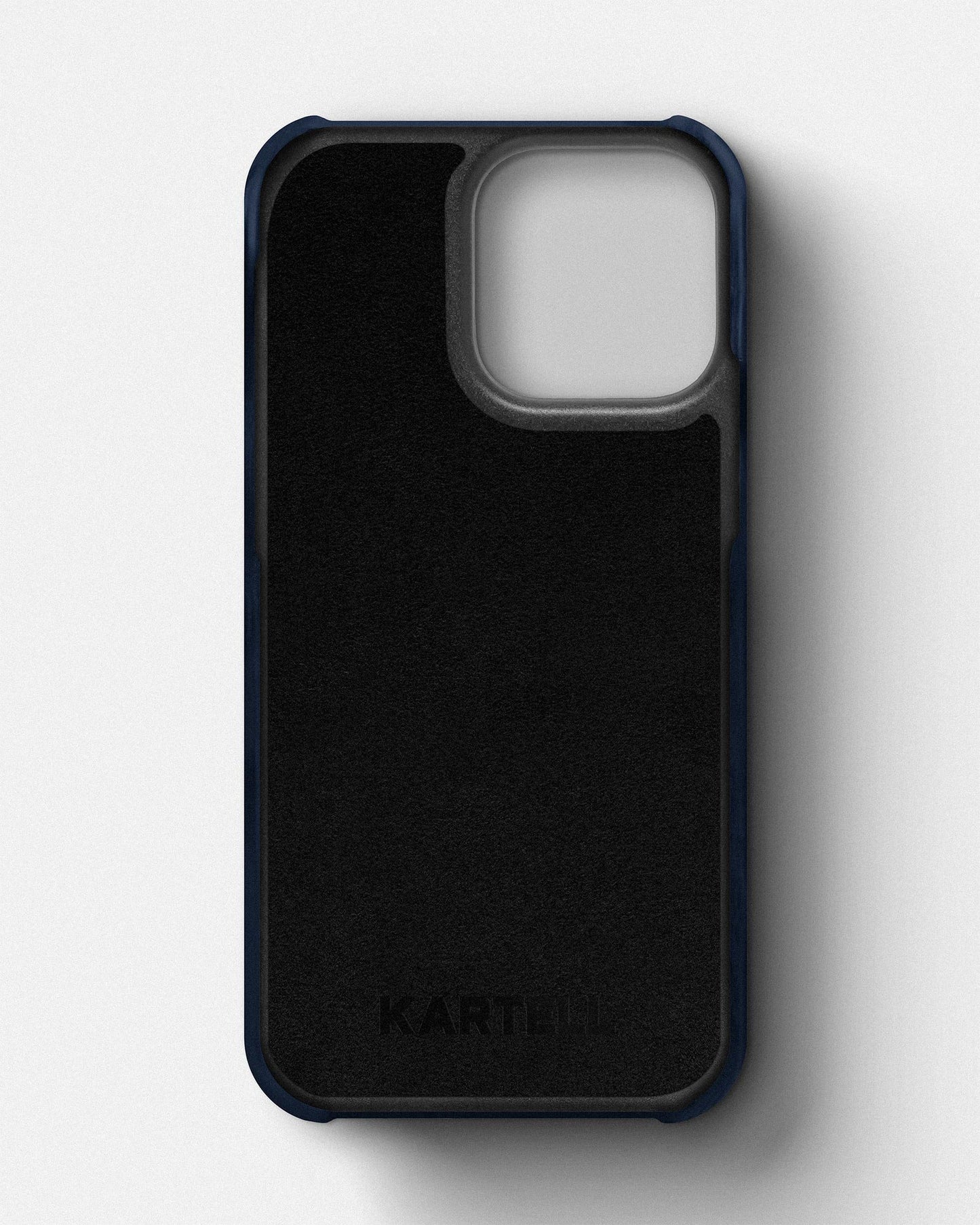 Leather case made of dark blue ostrich for iPhone 15 Pro Max