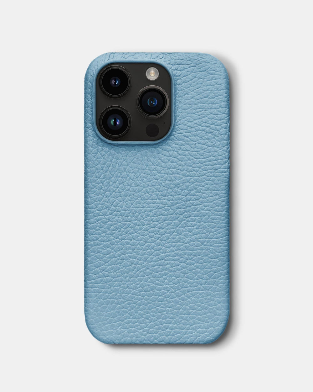 Блакитний шкіряний обтягнутий чохол для iPhone 14 Pro