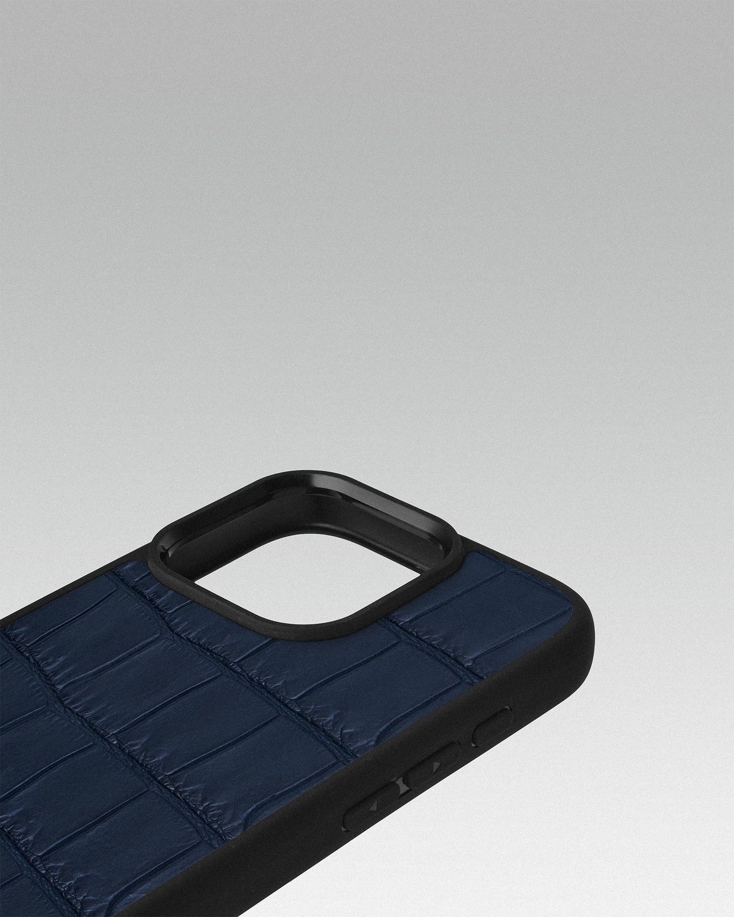 Dark blue crocodile leather case for iPhone 16 Pro