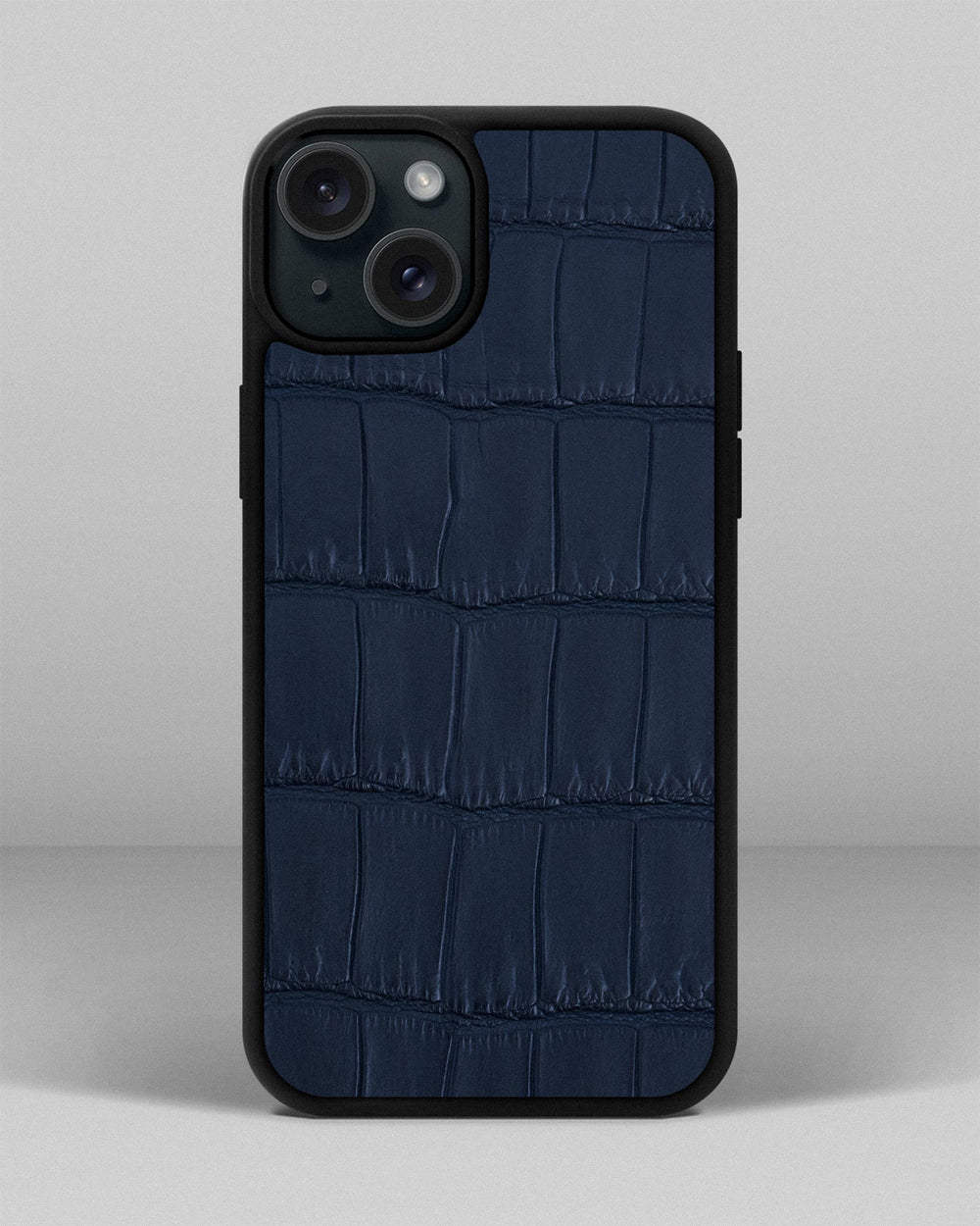 Dark blue crocodile leather case for iPhone 15 Plus