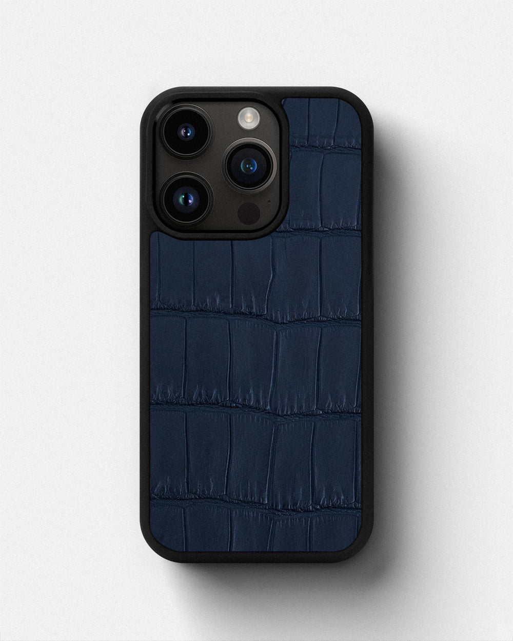 Dark blue crocodile leather case for iPhone 14 Pro