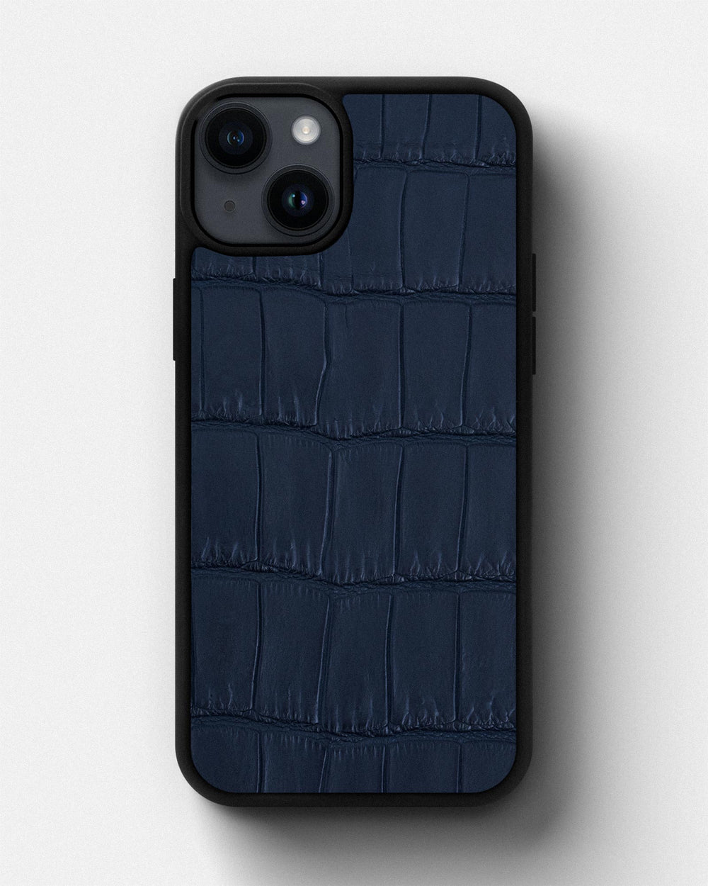 Dark blue crocodile leather case for iPhone 14 Plus