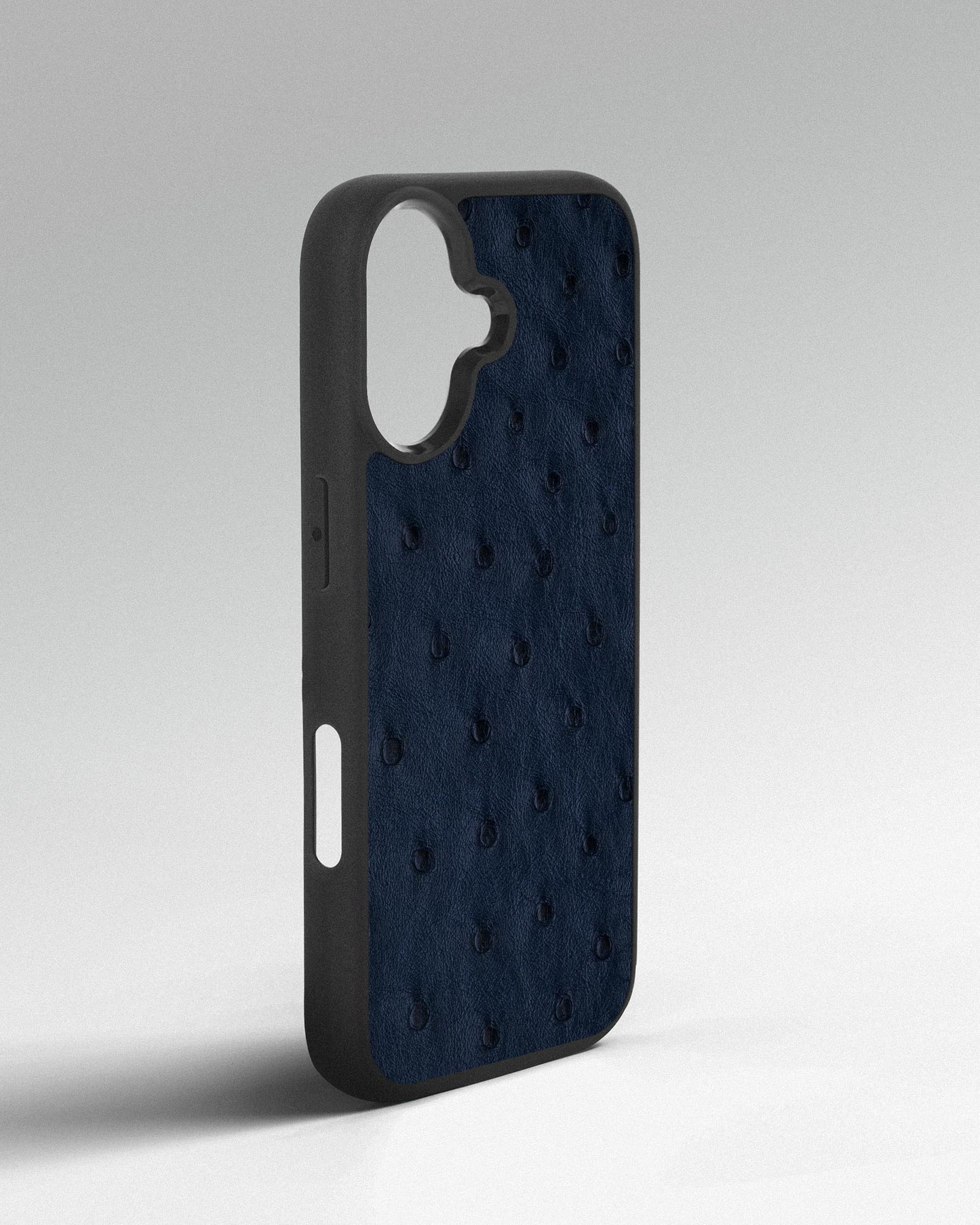 Dark Blue Ostrich Follicles Leather Case for iPhone 17