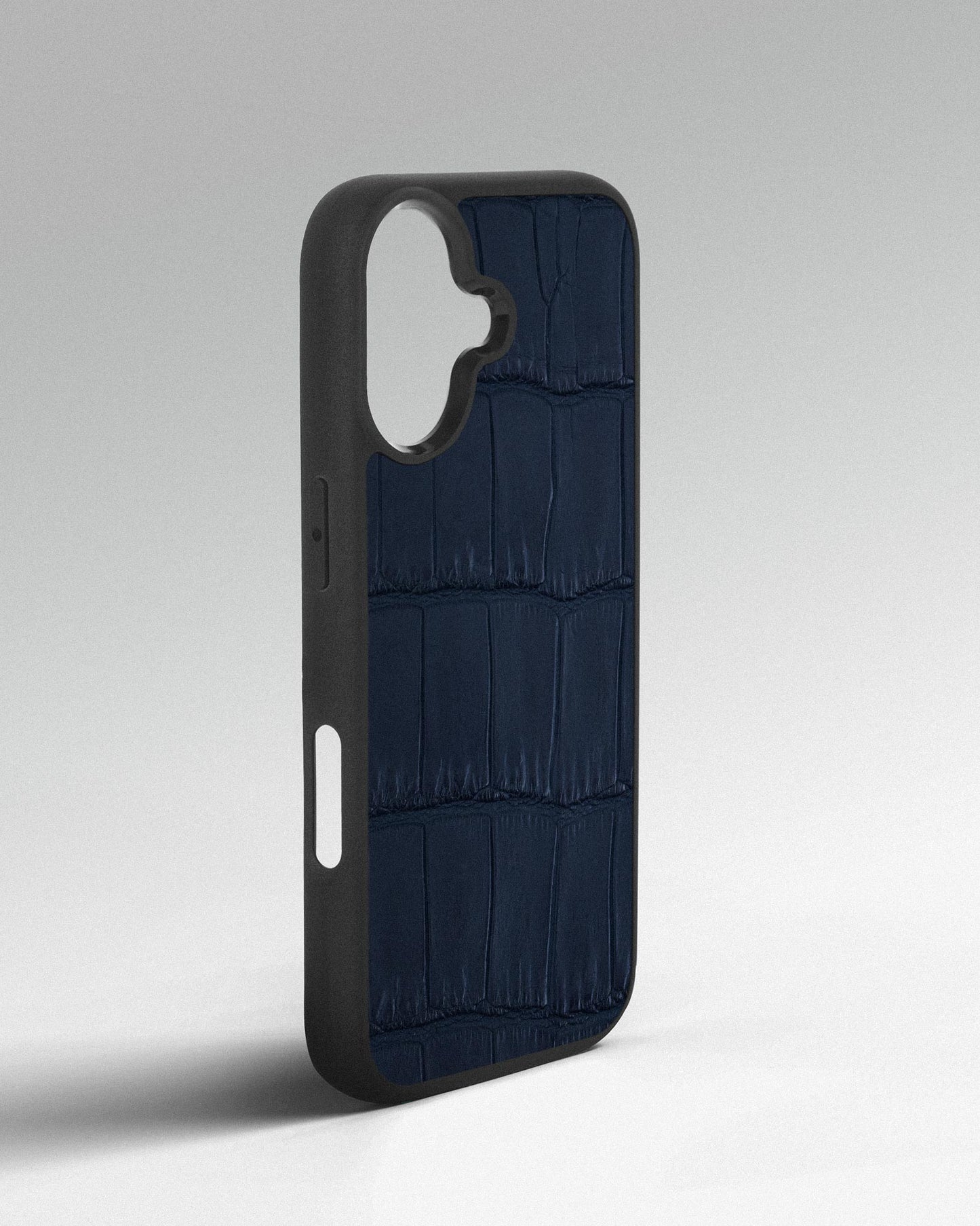 Dark blue crocodile leather case for iPhone 17