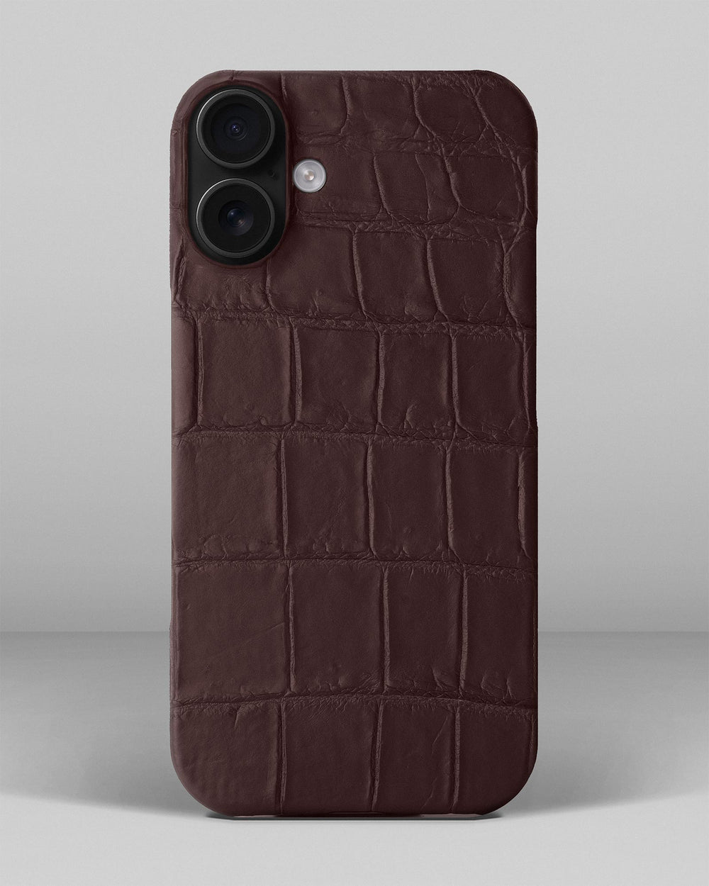 Dark Brown Crocodile Leather Case for iPhone 15 Plus