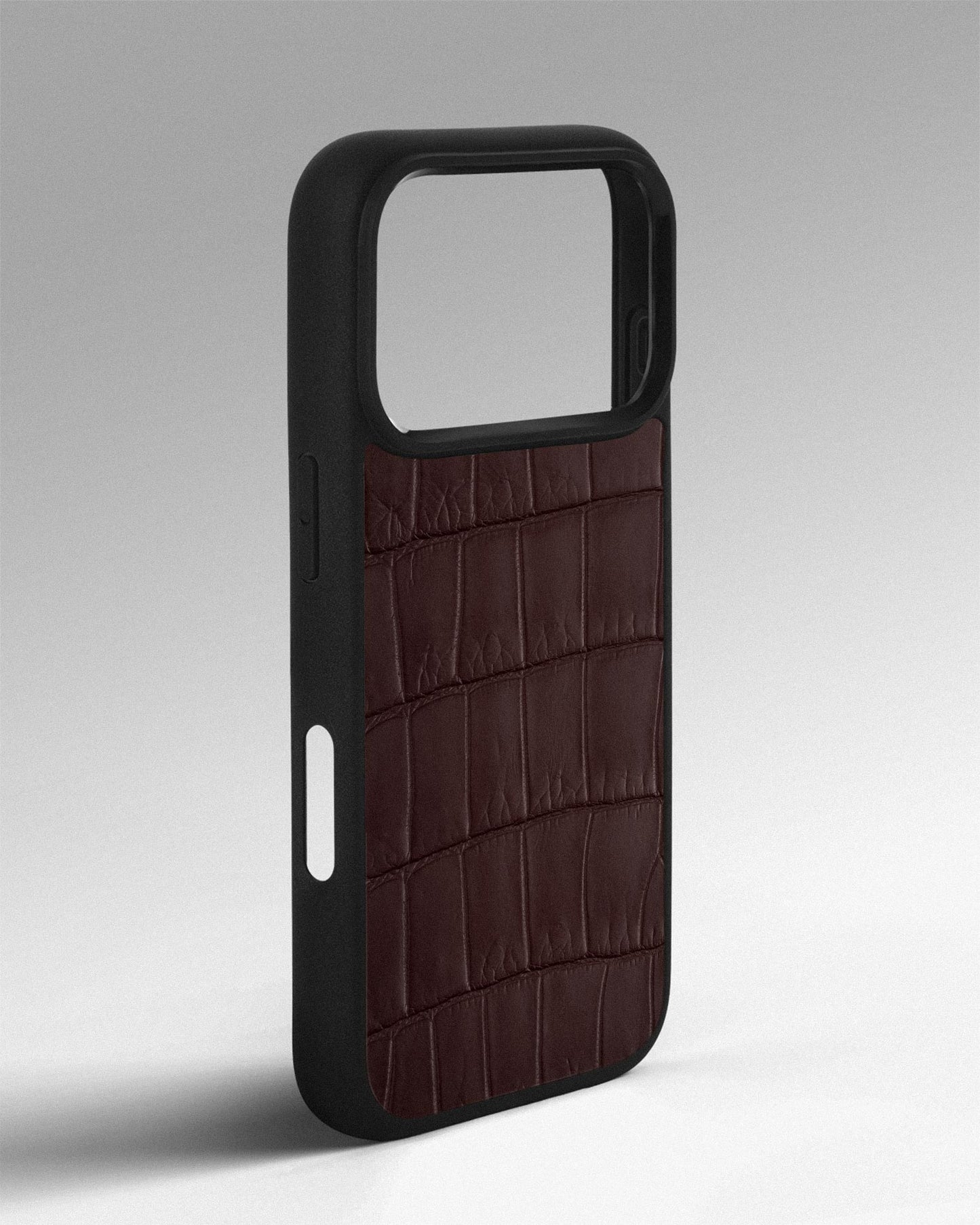 Dark Brown Crocodile Leather Case for iPhone 17 Pro Max