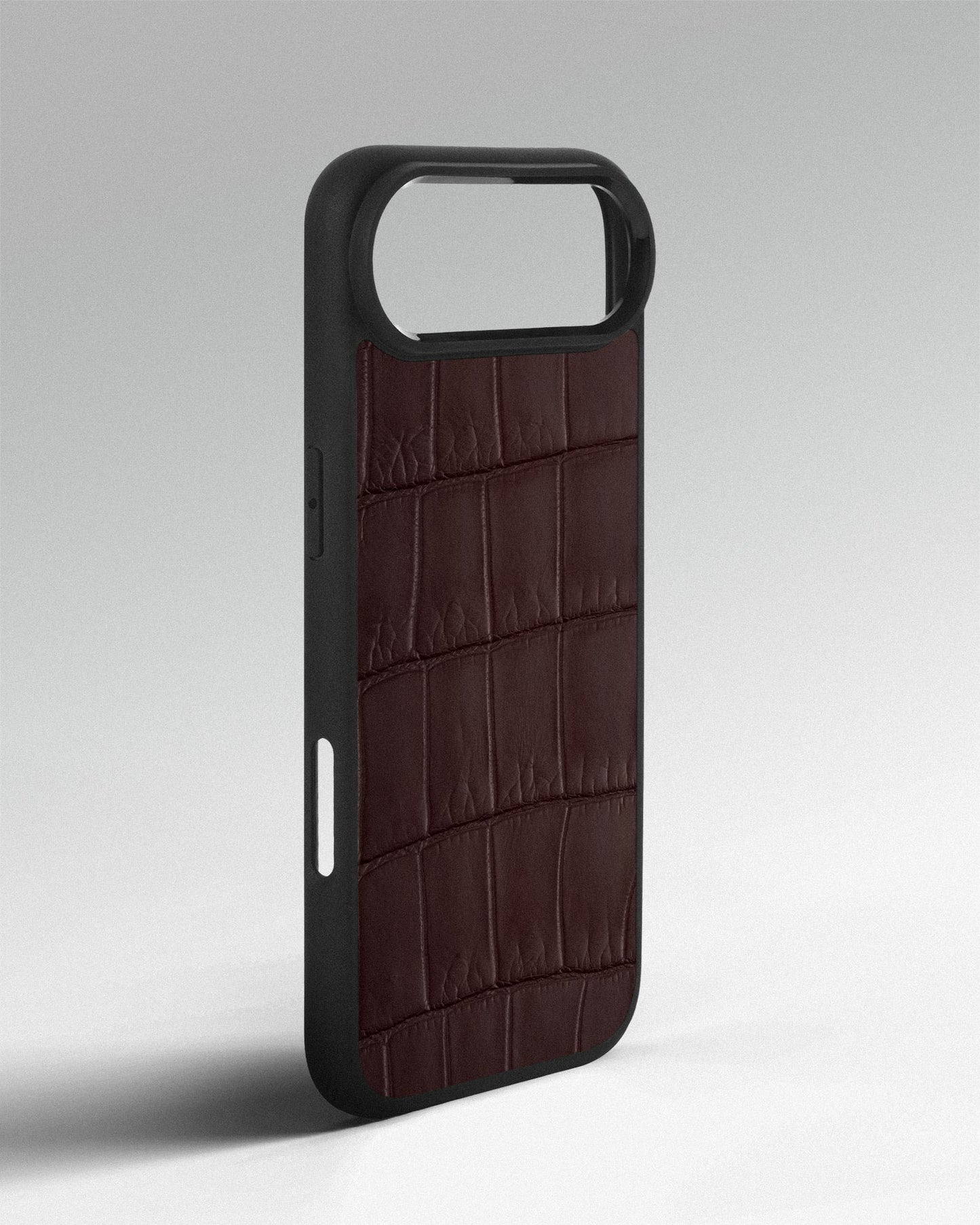 Dark brown crocodile leather case for iPhone 17 Air