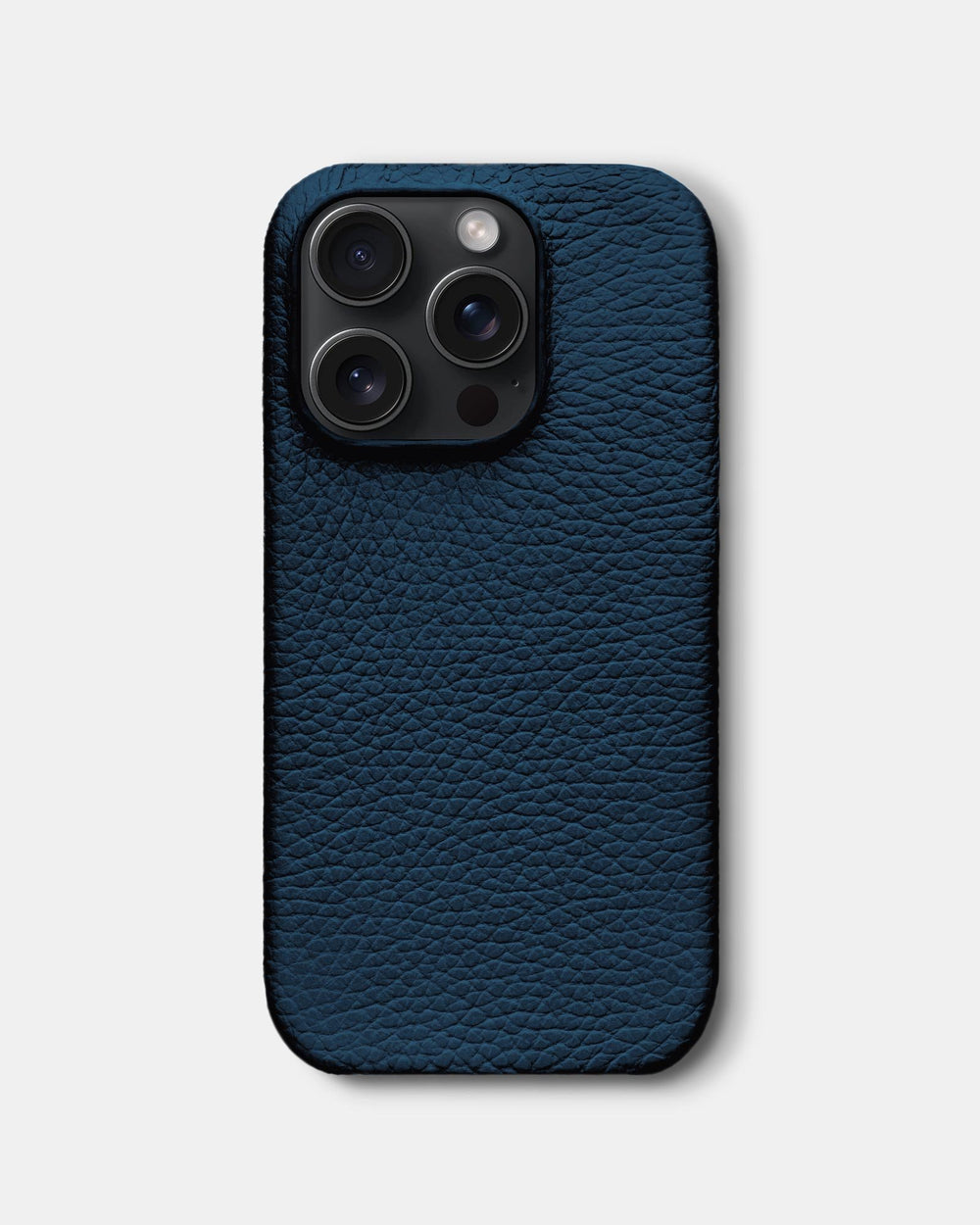 Темно-синій шкіряний обтягнутий чохол для iPhone 15 Pro