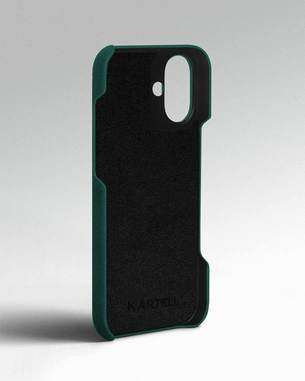 Зелёный чехол из алькантары для iPhone 16 Plus