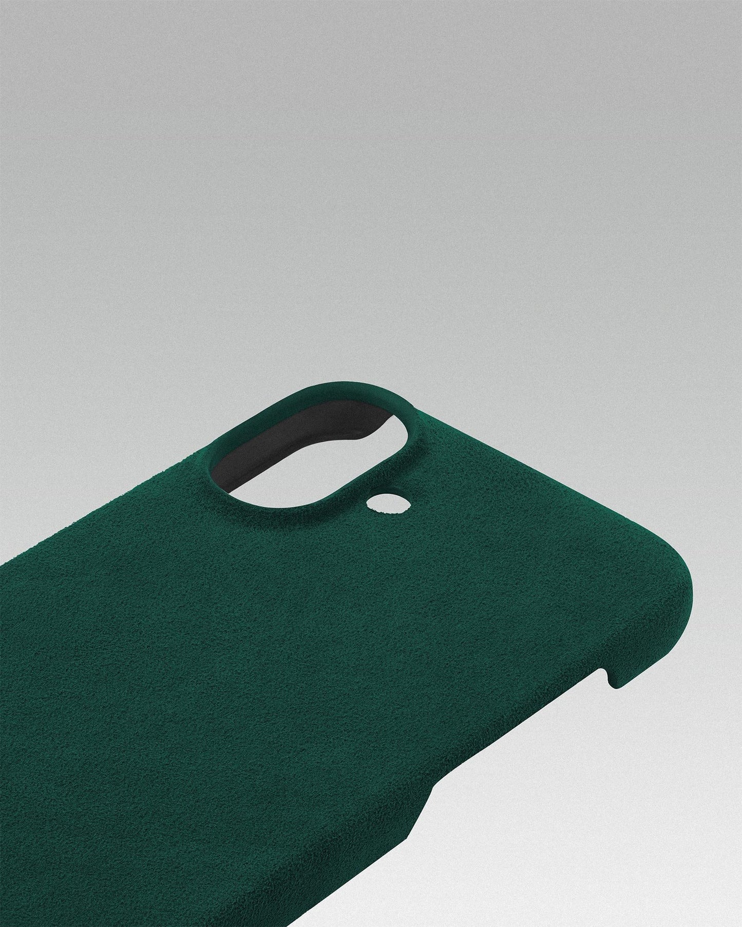 Green alcantara case for iPhone 16 Plus