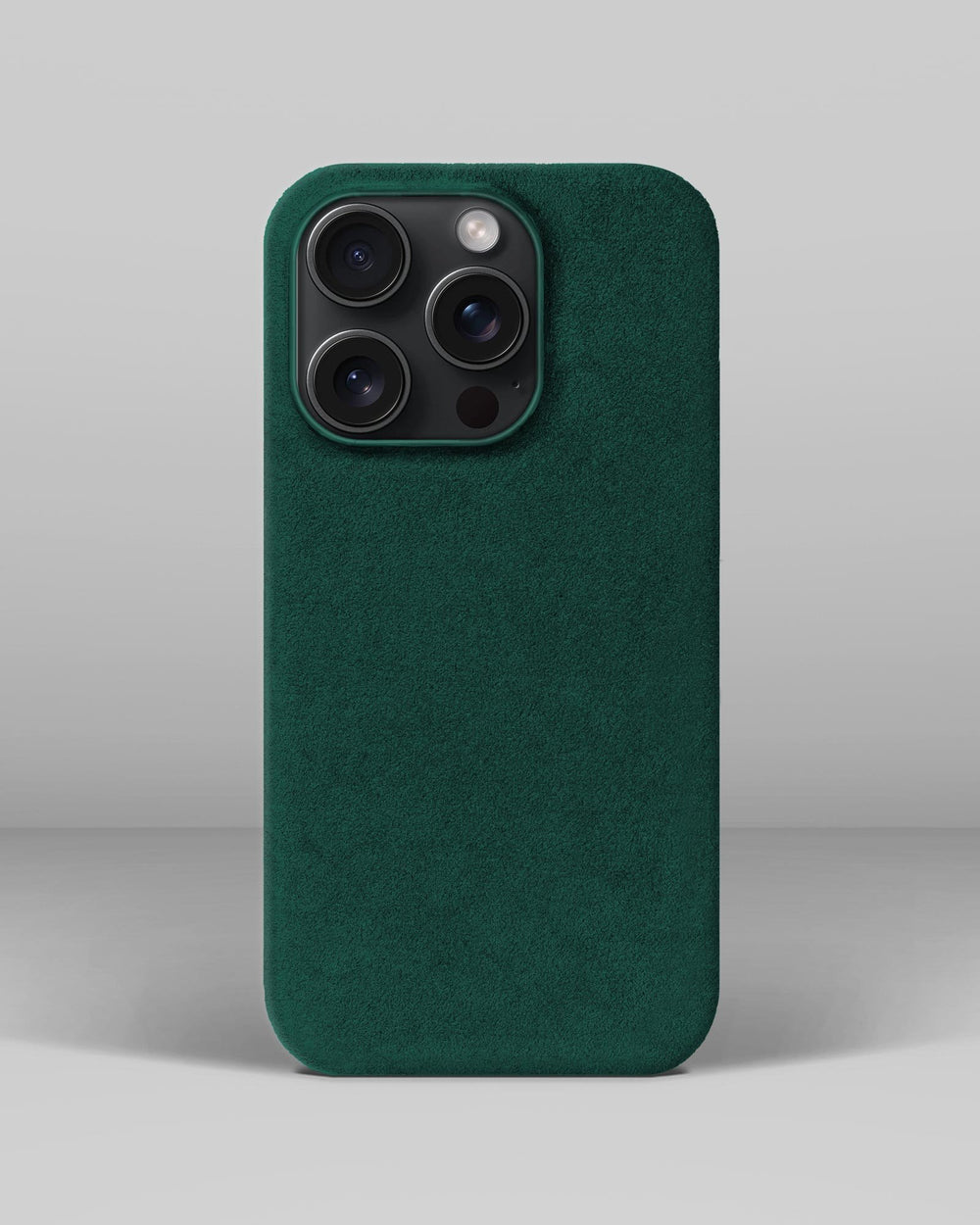 Green alcantara case for iPhone 15 Pro
