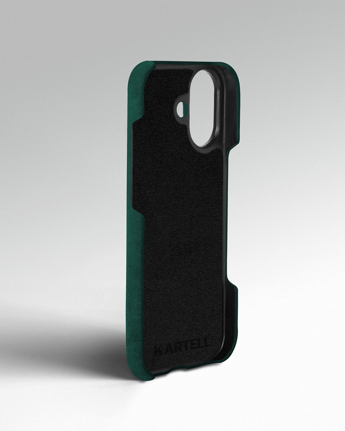 Green Alcantara case for iPhone 17