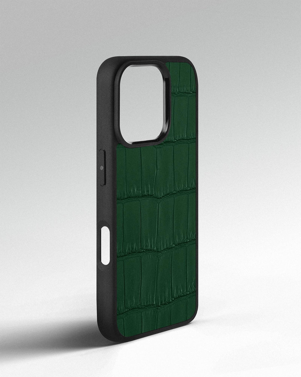 Dark green crocodile leather case for iPhone 16 Pro