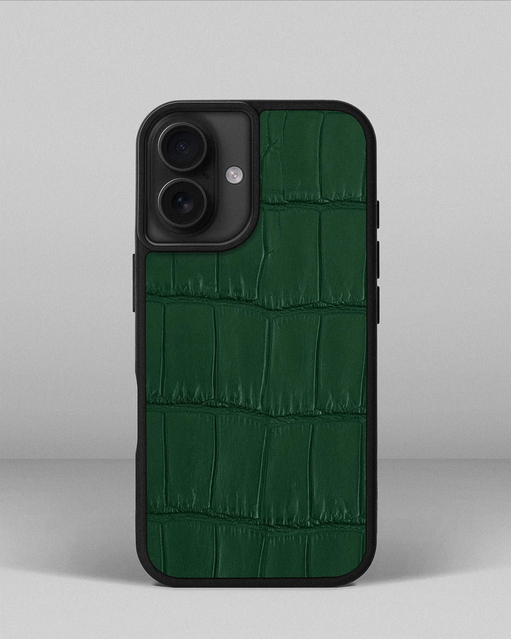 Dark green crocodile leather case for iPhone 16