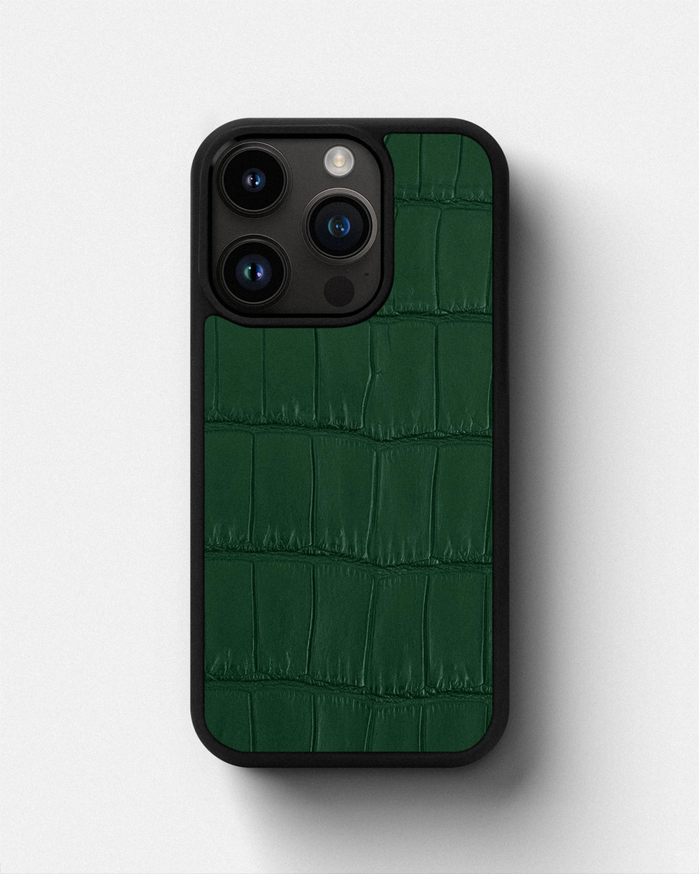 Dark green crocodile leather case for iPhone 14 Pro
