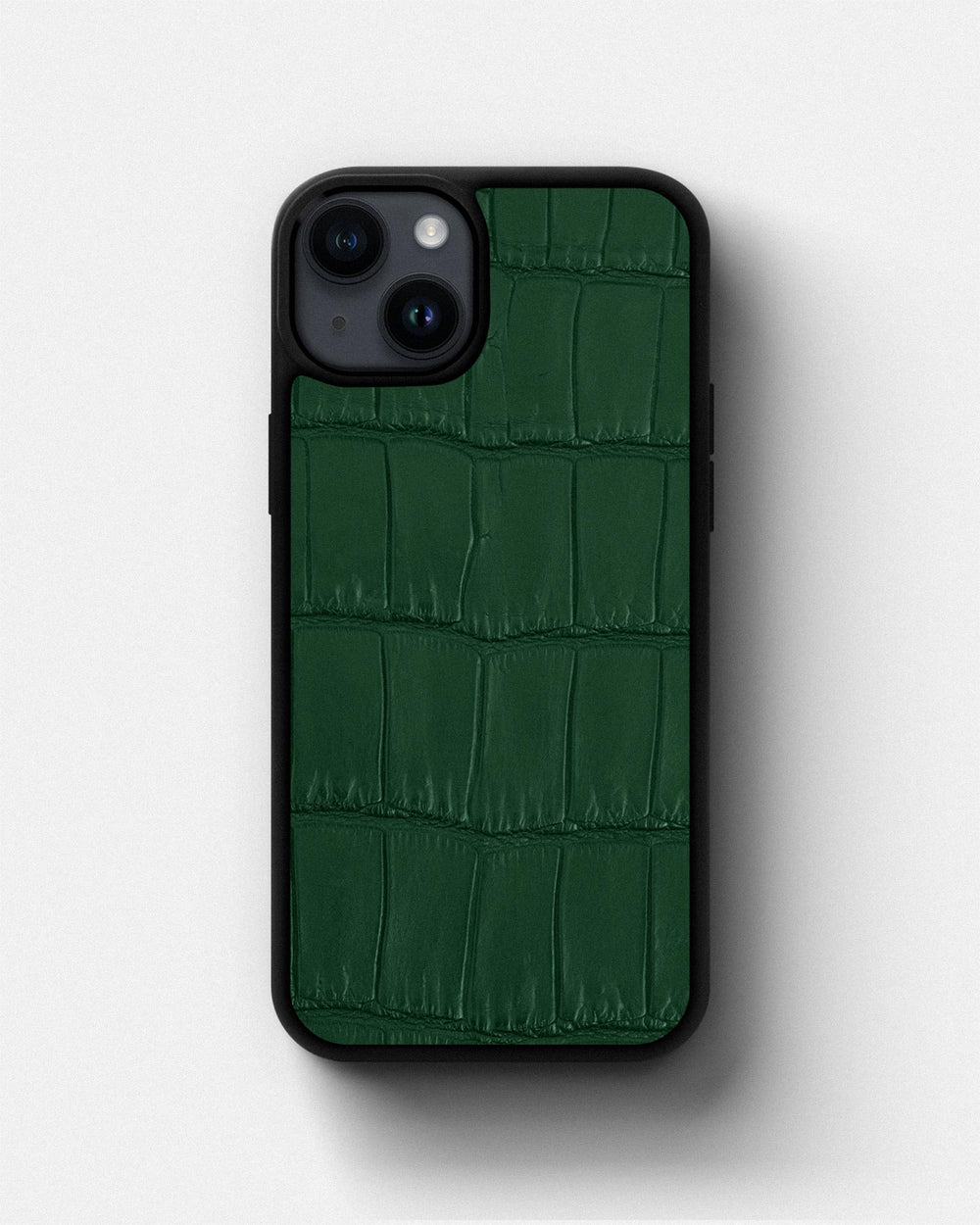 Dark green crocodile leather case for iPhone 14