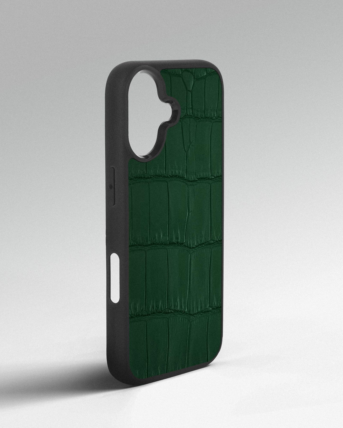 Dark green crocodile leather case for iPhone 17
