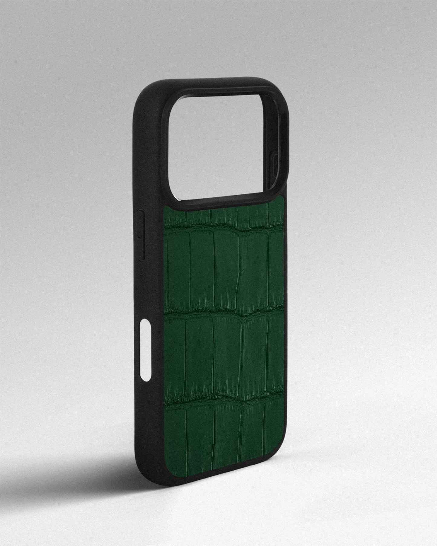 Dark Green Crocodile Leather Case for iPhone 17 Pro