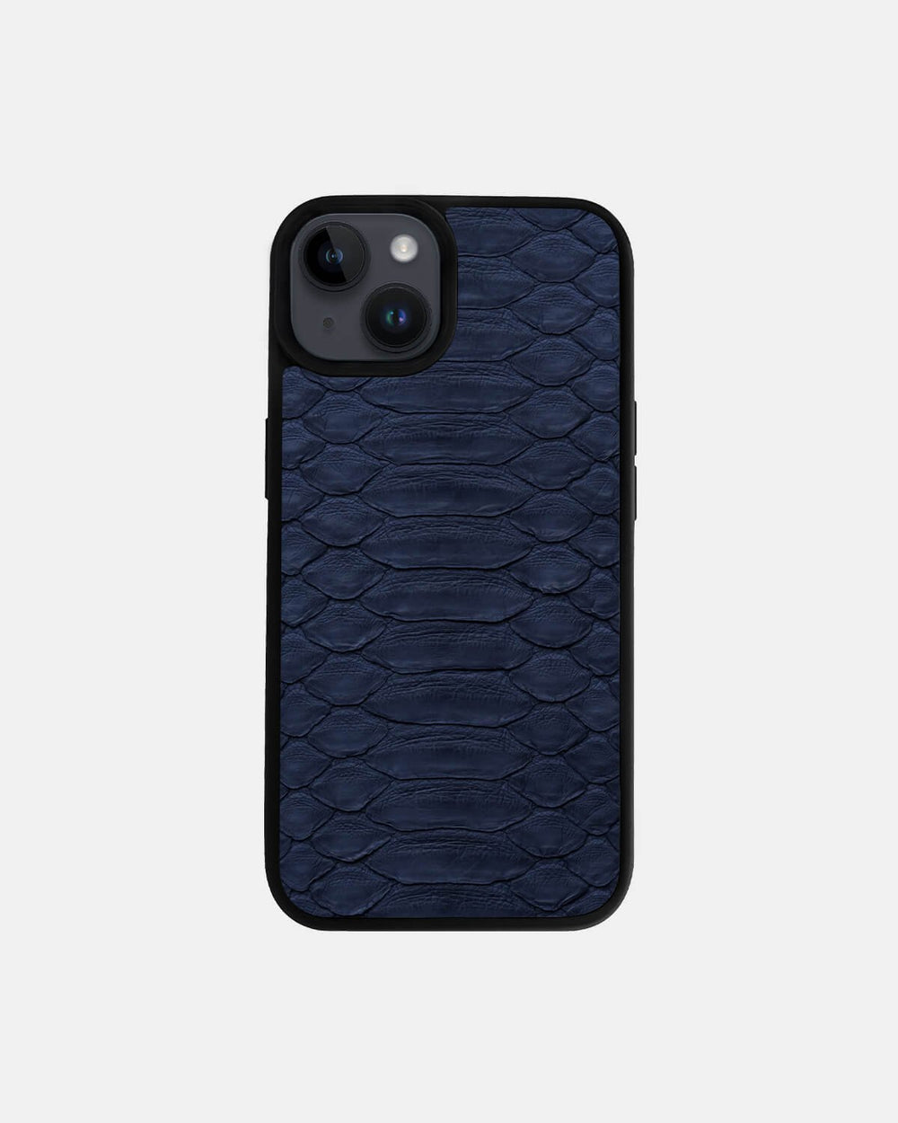 Dark blue python leather case with large scales for iPhone 14