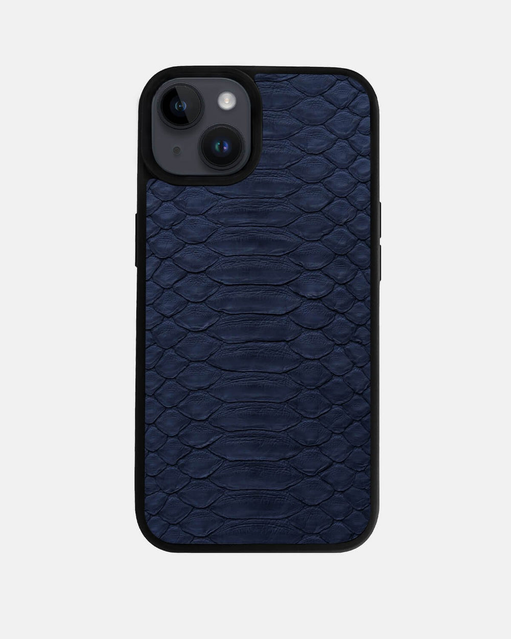 Dark blue python leather case with large scales for iPhone 14 Plus