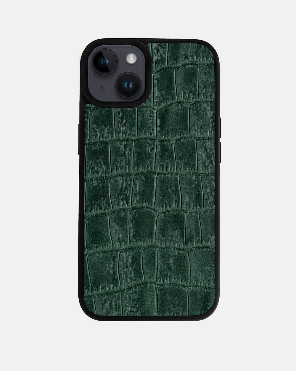 Dark green crocodile embossing calfskin case for iPhone 14 Plus