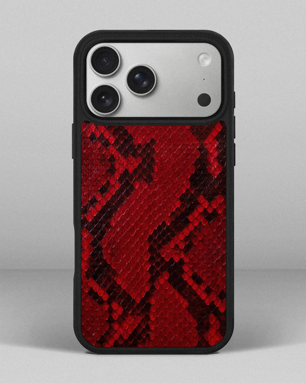 Red python skin case with small scales for iPhone 17 Pro Max