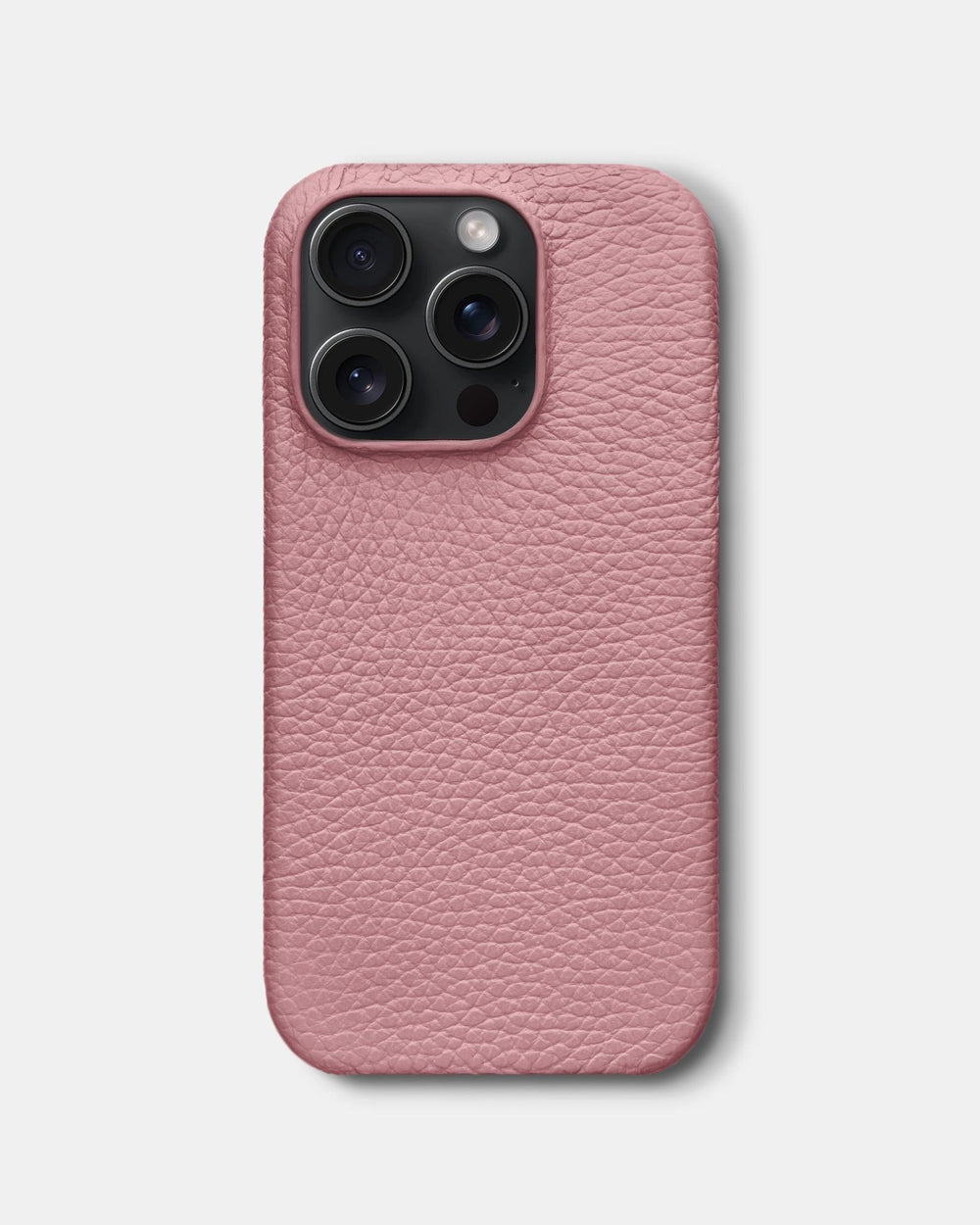 Рожевий шкіряний обтягнутий чохол для iPhone 15 Pro