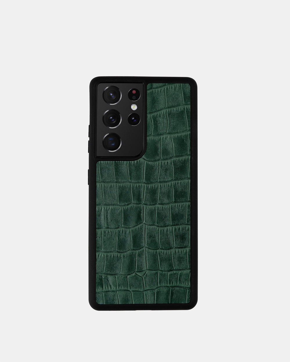Case for Samsung in dark green color with crocodile embossing