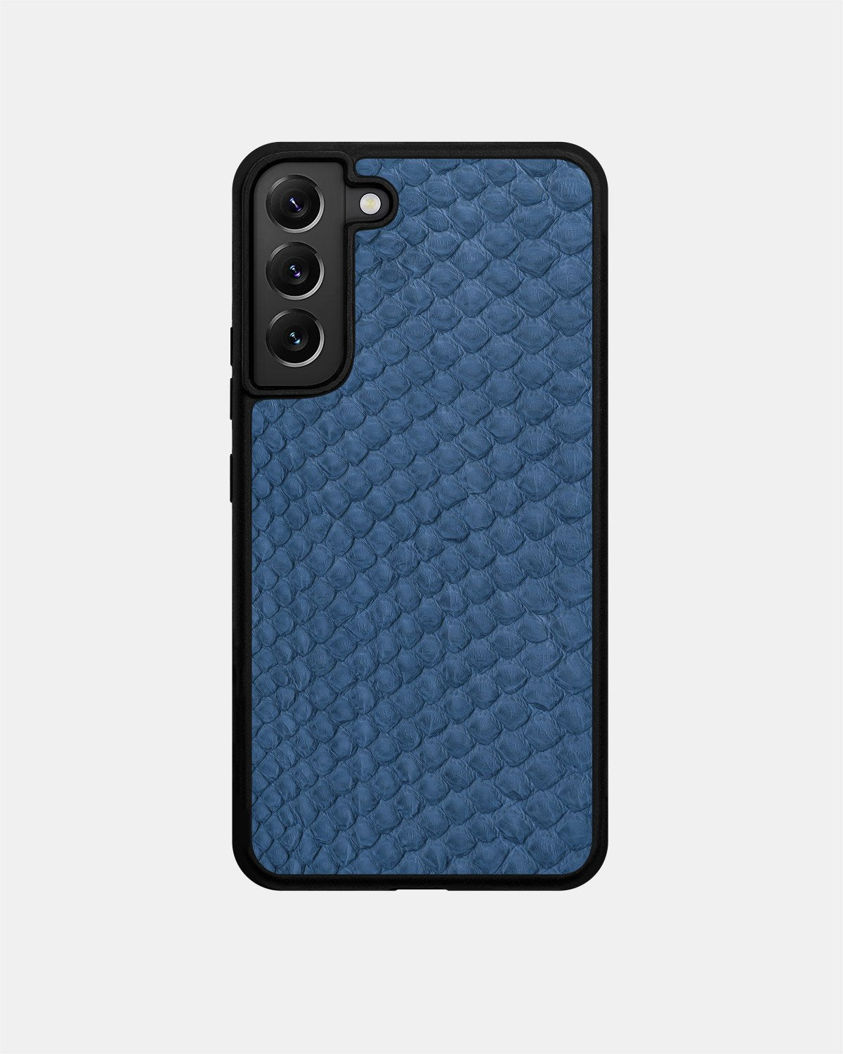 Case made of gray-blue python leather with small scales for Samsung S22