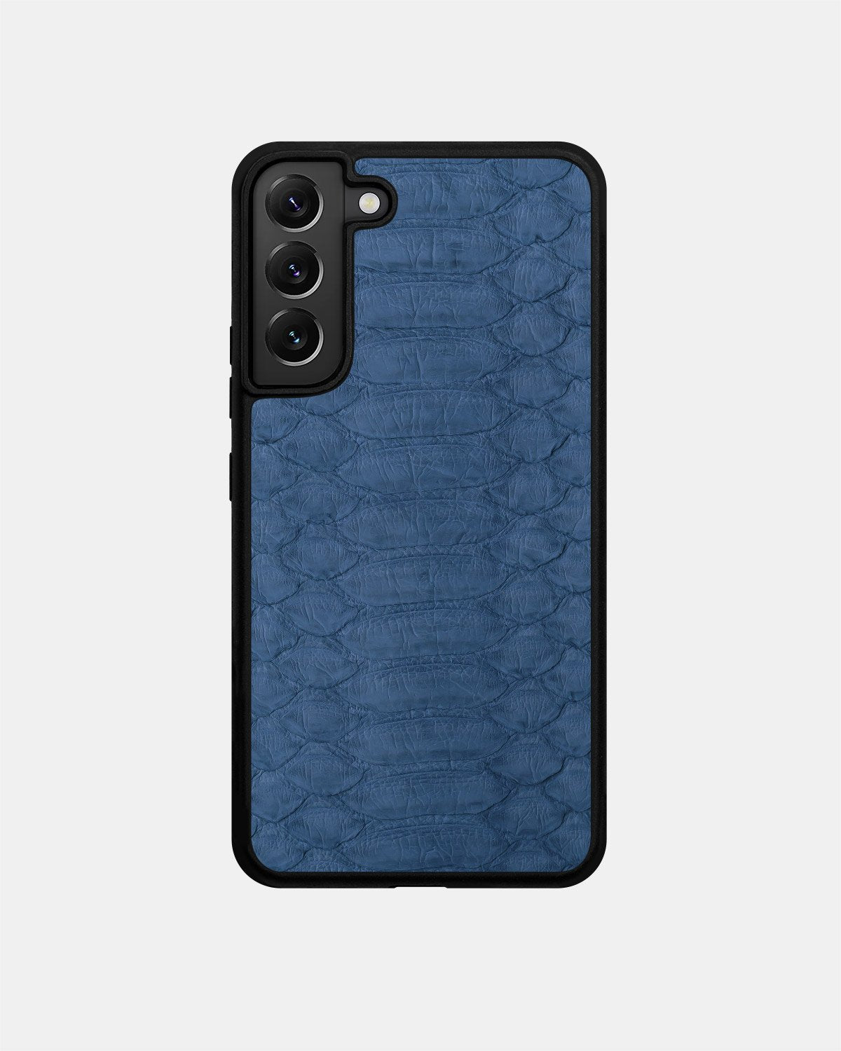 Case made of gray-blue python leather with large scales for Samsung S22
