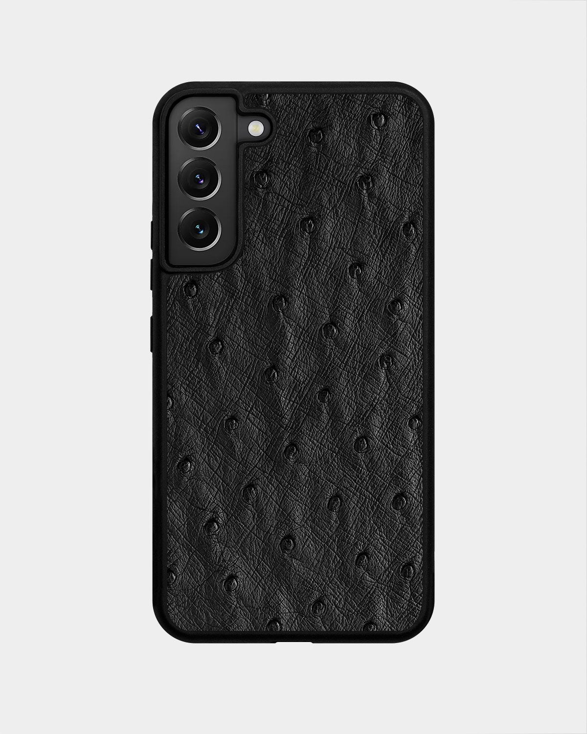 Black ostrich leather case with follicles for Samsung S22 Plus