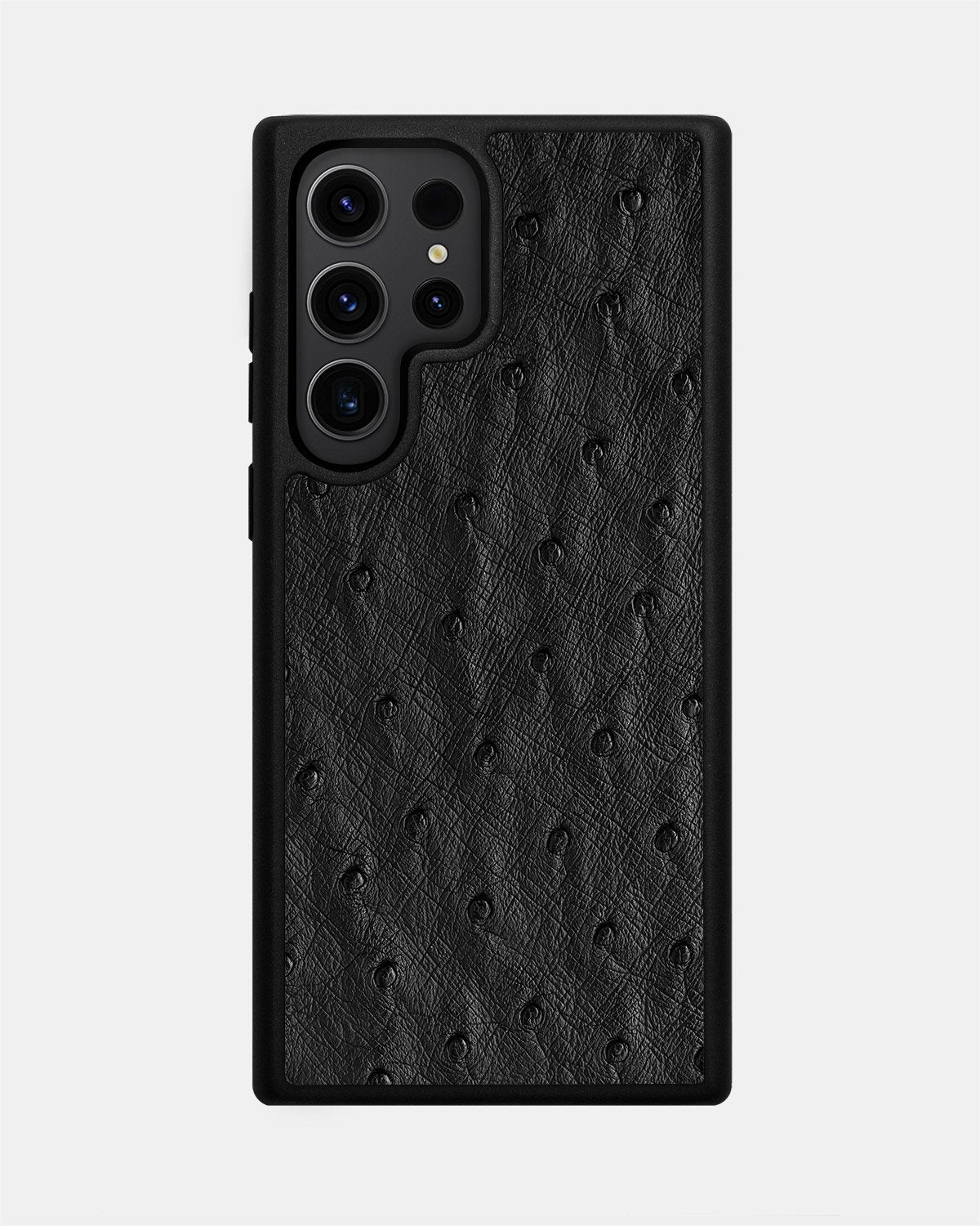 Black ostrich leather case with follicles for Samsung S23 Ultra