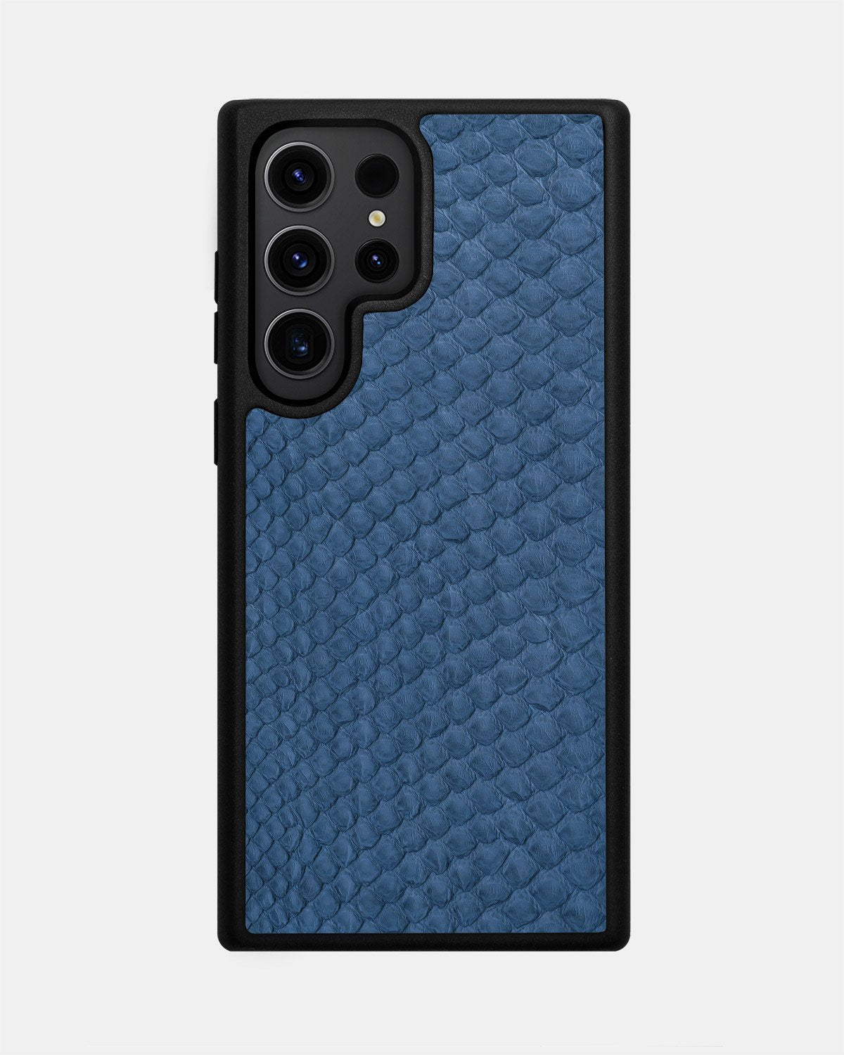 Case made of gray-blue python leather with small scales for Samsung S23 Ultra