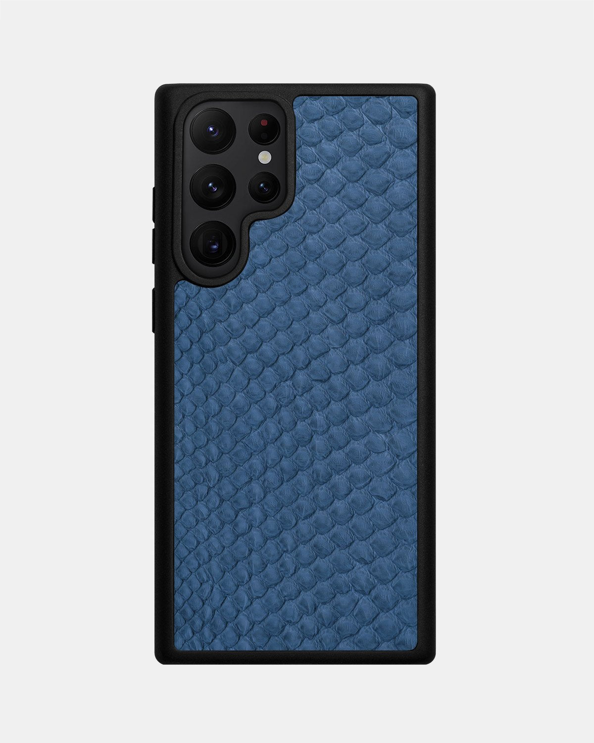 Case made of gray-blue python leather with small scales for Samsung S22 Ultra