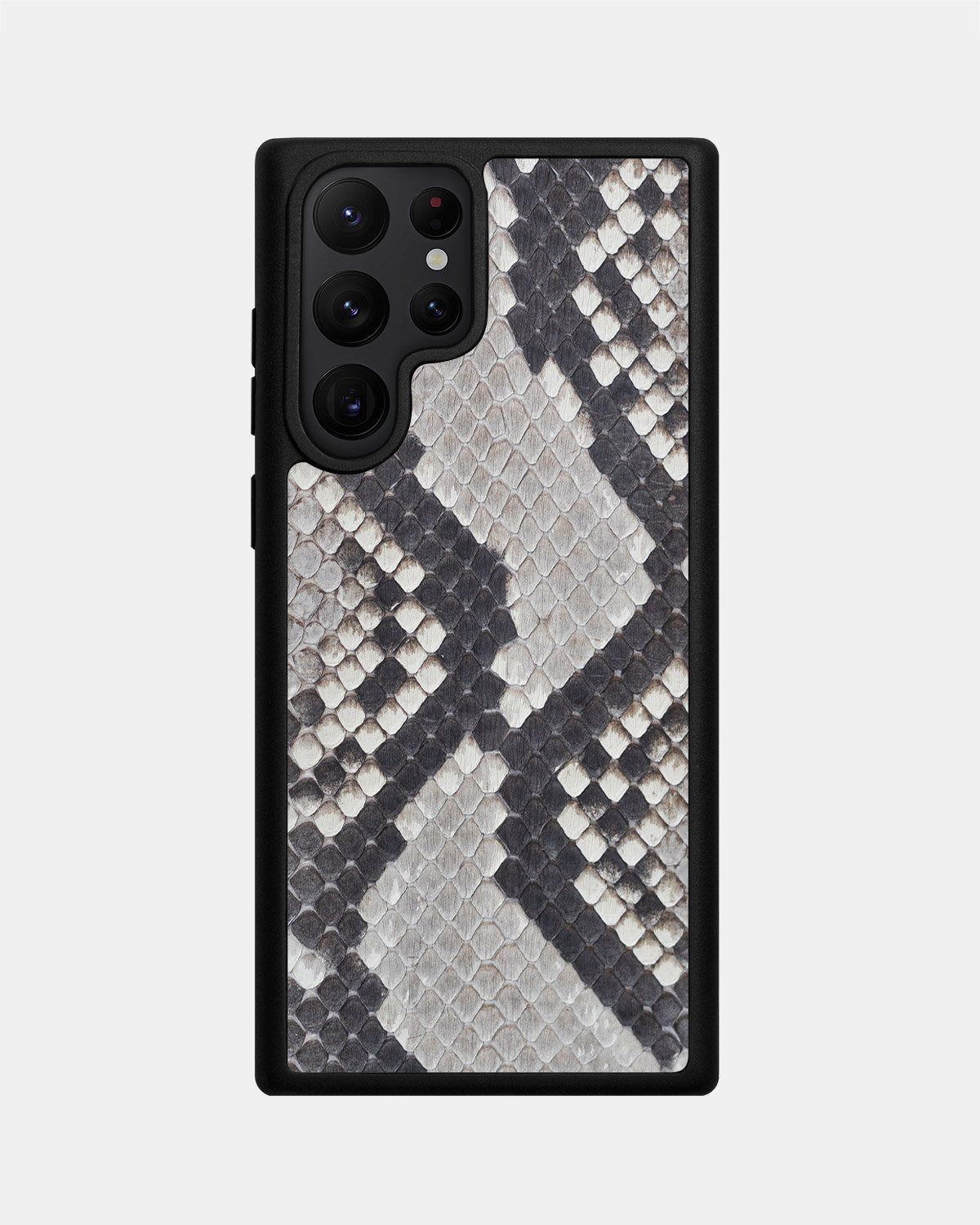 Case made of black and white python leather with small scales for Samsung S22 Ultra