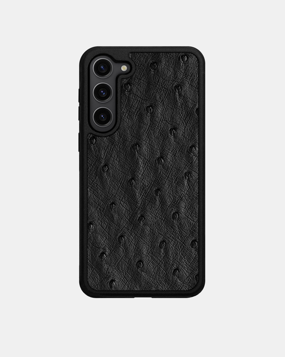 Black ostrich leather case with follicles for Samsung S23